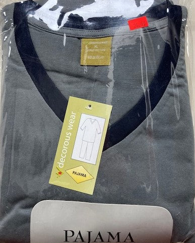 100% cotton v-neck pajama- grey