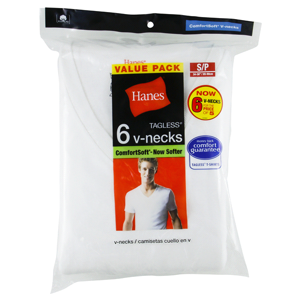 Hanes Tagless V-neck Undershirt- 6 pack